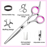 Hair Cutting Scissors Thinning Shears- Fcysy Professional Barber Sharp Hair Scissors Hairdressing Shears Kit with Haircut Accessories in Leather Case for Cutting Styling Hair for Women Men Pet