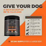 Shield Allergy Immune Support Supplement for Dogs by Alpha Dog Nutrition - 7 Nutritional Mushroom Powder Complex + Vitamin C to Boost Immunity - Up to 60 Servings for Small Breed Dogs, 54g