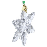 Swarovski Annual Edition 2024 Snowflake Ornament, Clear Faceted Crystal with Gold-Tone Metal Accents and Green Rayon Ribbon, Part of The Annual Edition Collection