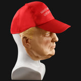 KESOCORAY Donald Trump Mask with Attached Cloth Hat | Premium Latex Face Breathable Fabric | Perfect for Cosplay Parties