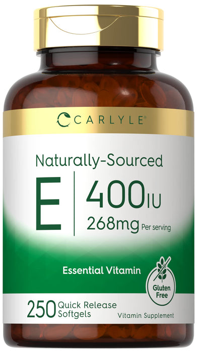 Carlyle Vitamin E 400 IU Softgels | 250 Count | Naturally Sourced | Non-GMO and Gluten Free