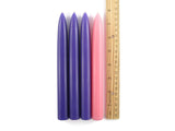 Set of Four 8" Tall Solid Advent Beeswax Taper Candles-Comes Packaged in an Attractive Gift Box-Each Candle Measures Approx. 8" Tall and 7/8" Wide and Will Burn for Approx. 8 Hours.-Made in The USA