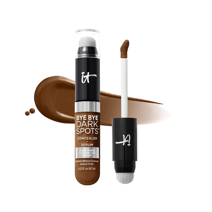 IT Cosmetics Bye Bye Dark Spots Concealer + Brightening Serum – 2% Niacinamide, Hyaluronic Acid & Caffeine - Medium Coverage, Natural Finish, All Skin Types – 60 Deep Warm, 0.22 fl. oz