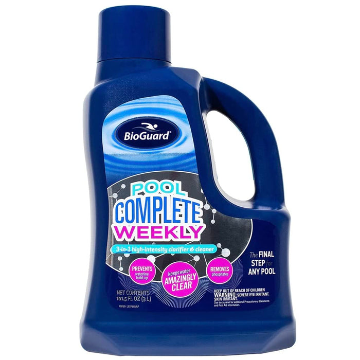 BioGuard Pool Complete Weekly 3L, 3-in-1 High-Intensity Clarifier & Cleaner, Prevents Waterline Buildup, Removes Phosphates, Keeps Water Clear