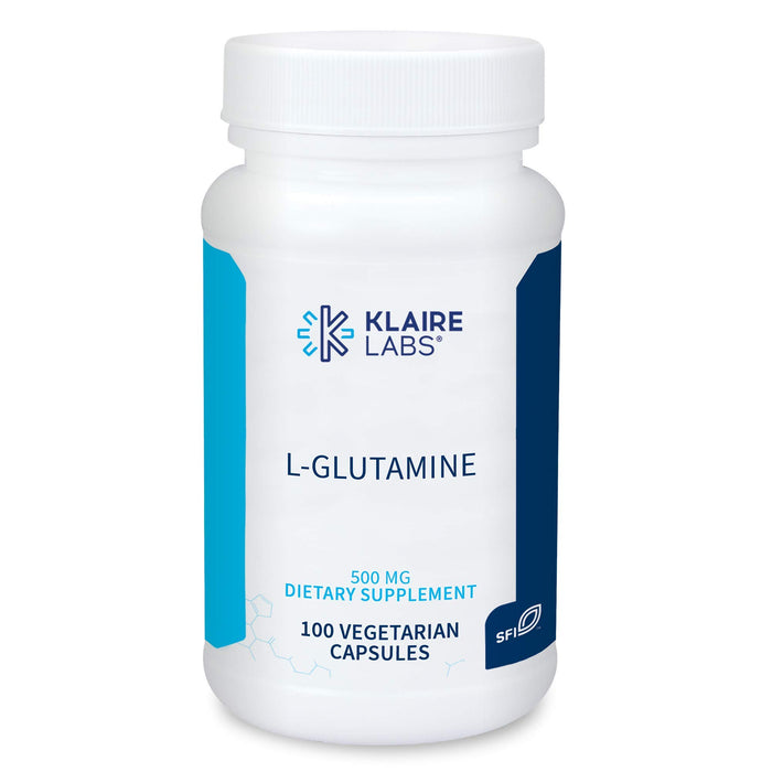 Klaire Labs L Glutamine Capsules - 500 Milligrams Hypoallergenic Amino Acids Supplement - Supports Muscle & GI Function - Dairy Free and Gluten Free - Dairy Free and Gluten-Free (100 Capsules)