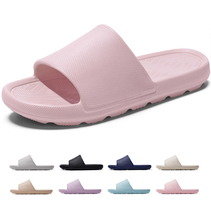 Frykun Shower Flip-flops for Womens Home Bathroom Sandals Non-slip Plastic Shower Slides Perfect for Elderly Hospital Spa Beach Pool Camping Travel Bath Indoor House Use(Pink 40-41)