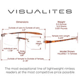 Visualites 1 (Tortoise 1.75 x) Power Lightweight Rimless Reading Glasses For Men and Women