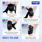 NEWGO Ice Pack for Knee Replacement Surgery, Reusable Gel Cold Pack Wrap Around Entire Knee for Knee Injuries, Pain Relief, Swelling, Bruises (Black)