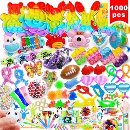 1000 Pcs Kids Party Favors Stocking Stuffers Gifts,Fidgets Toys Pack,Bulk Toys for Carnival Treasure Classroom Prizes Box,Adults Stress Relief Sensory Toys,Pinata Filler, Autism Autistic Children ADHD