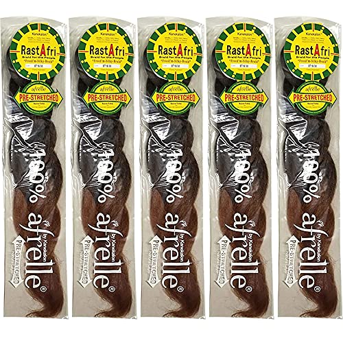 RastAfri Pre-Stretched Silky Braiding Hair (5 Single Packs, #BT 1B/30)