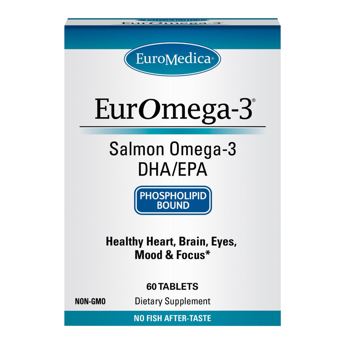 Euromedica EurOmega-3 (60 Tablets) - Potent Omega-3 Fatty Acids + Phospholipids & Peptides - Superior Absorption - EPA & DPA from Exclusive Salmon Source - 30 Servings