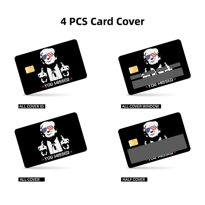 Donald Trump Credit Card Skin, 2024 Debit Card Skin 4PCs, Ultra-Thin Credit Card Sticker for Key Transportation Debit Credit Card Waterproof Anti-Wrinkling Debit Card Skin Cover