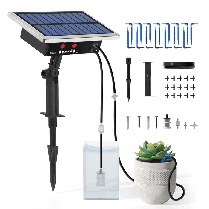 RAINTPOINT Solar Automatic Drip Irrigation Kit System,Solar Garden Watering System with 100% Anti-Siphoning Device, Easy DIY Plant Watering Devices with 6 Timing Modes for 10-15 Potted Plants