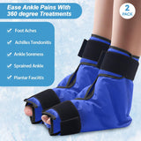 NEWGO Ice Pack Foot Ice Pack Wrap for Plantar Fasciitis, Edema, Achilles Tendonitis Relief, Gel Foot Cold Pack Hot Cold Therapy Ice Boot for Foot and Ankle Pain Relief - 2 Pack Blue