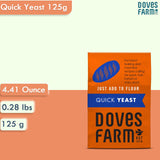 DOVES FARM Quick Yeast | For Bread & Pizza Dough Baking | Useful for Home Hand Baking & Bread Machine | Highly Effective Instant Dry Yeast | 4.41 Oz (125gm)