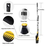 Tiumso Broom with Dustpan Combo Set, Brooms and Dustpans Sets with 51'' Long Handle, Large Dust Pan and Broom, Self-Cleaning Dustpan Teeth for Lobby Kitchen Office - Black and Yellow