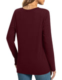 HOTGIFT Womens Christmas Tunics Top Long Sleeve Casual Shirts Front Twist Loose Blouse Burgundy Medium