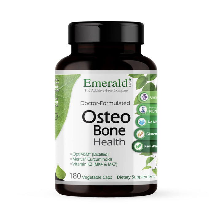 EMERALD LABS Osteo Bone Health - Immune Support & Bone & Joint Supplement with Vitamin D3, K2, Calcium, Magnesium, OptiMSM, Meriva Phytosome & More - 180 Vegetable Capsules
