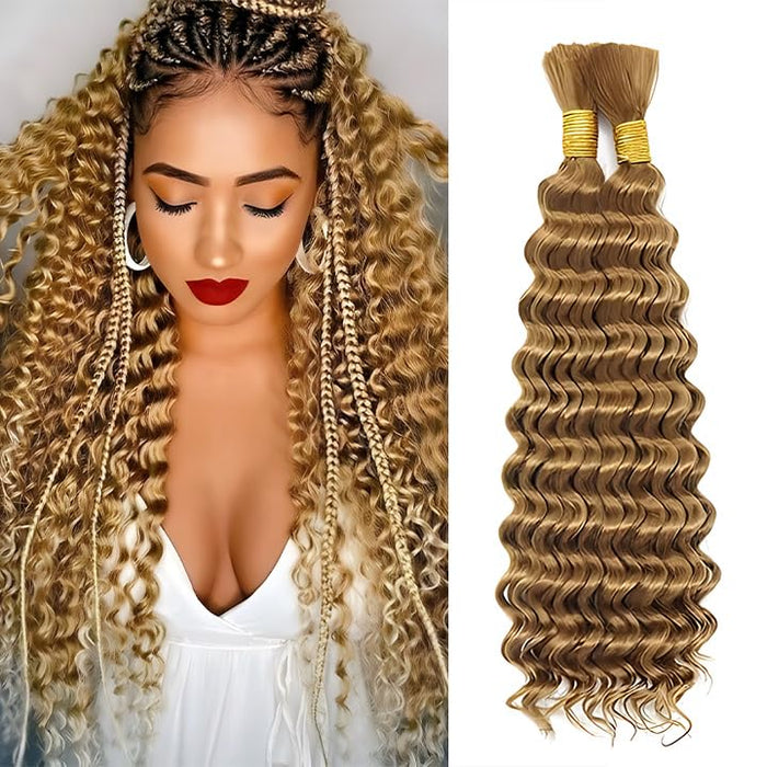 Human Braiding Hair for Boho Braids #27 26 Inch 2 Bundles 100g Deep Wave Bulk Human Boho Hair for Braiding (P27, 26 Inch)