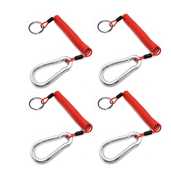 Malloryx 4' Breakaway Trailer Cable with Pin Trailer Brake Cable RV Stainless Steel Spring Towing Coiled Wire Safety Straps Ground Clip,for Breakaway Switch 4PCS