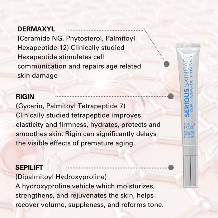 Serious Skincare - Dr. Mark Pinsky - Trace + Erase Needle Free Wrinkle Filler - Fills Visible Deep Lines, Wrinkles and Creases - Helps Restore Skin's Elasticity and Tone - Face and Neck 1 Fl Oz