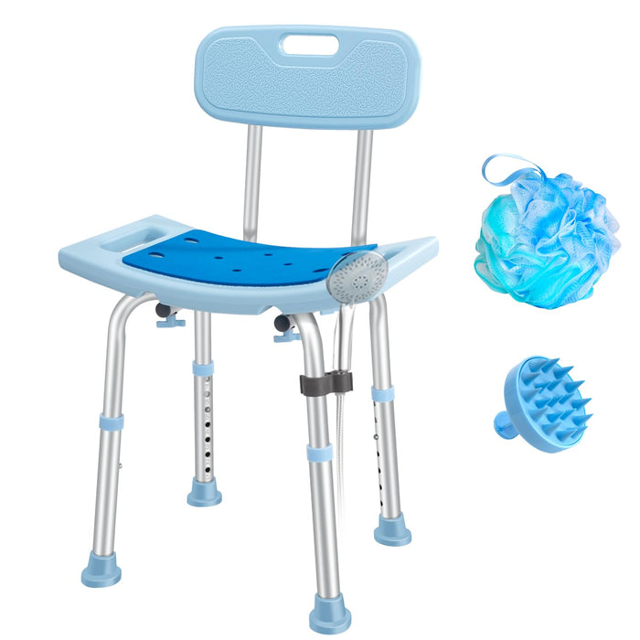 Shower Chair with Back for Elderly Seniors,Shower Stools and Benches for Adults,Bath Chair Shower Benches for The Disabled,Shower Seats,Blue Tub Chair