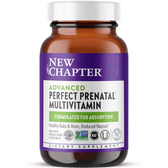 New Chapter Advanced Perfect Prenatal Vitamins, 192ct, Made with Organic, Non-GMO Ingredients for Healthy Baby & Mom - Folate (Methylfolate), Whole-Food Fermented Iron, Vitamin D3 + Ginger