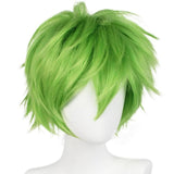 Anogol Hair Cap + Short Golden Green Men's Cosplay Wig Short Synthetic Wig for Halloween Christmas Event Costume Party Anime Outfit Cospay Wig