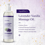 Aquableu Lavender Vanilla Massage Oil 100% Pure & All-Natural - Natural at-Home Massage Therapy, Soothes Skin & Muscles - Full Body Relaxing Massage Oil for Men and Women 12 fl oz