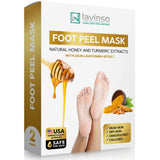 Lavinso Honey Feet Peeling Mask for Dry Cracked Feet - 2 Pack - with Kojic Acid Skin Lightening Effect - Exfoliating Dead Skin and Calluses - Foot Peel Mask for Baby Soft Feet