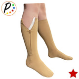 Presadee Original Closed Toe 20-30 mmHg Zipper Compression Calf Leg Socks (L/XL, Beige)