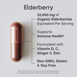 Sports Research Elderberry + D3 5000iu with Zinc, Ginger & Vitamin C - Daily Immune Support Supplement for Adults - Non-GMO Project Verified (60 Veggie Capsules)