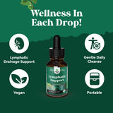 Certified Organic Lymphatic Drainage Drops - Herbal Lymphatic Cleanse and Immune Support Supplement with Echinacea Goldenseal & Red Clover Extract - Vegan Non GMO Alcohol and Sugar Free - 30 Servings