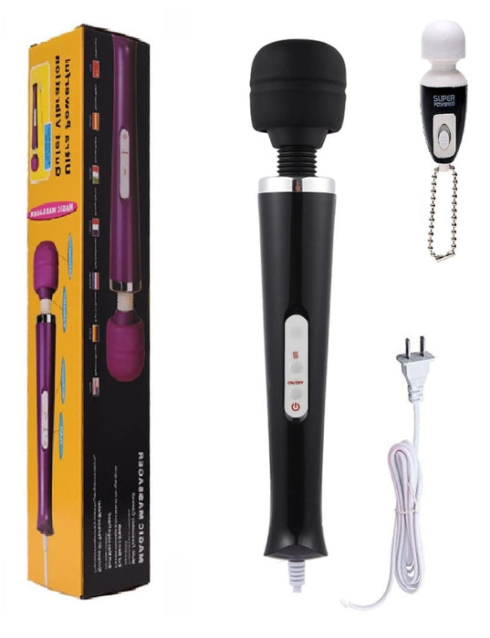 Gajoin Big Body Massager Handheld Vibrating Powerful Electric Back Massage for Woman Sports Recovery Muscle Aches Pain Shoulder Leg Foot Long Handle Tool and Small Toy (Black Big and Mini Toy)