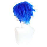 Anogol Hair Cap + Short Blue Men's Cosplay Wig Synthetic Wig for Halloween Christmas Event Costume Party