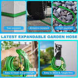 GHOSE Expandable Garden Hose with 10 Function Nozzles, New Water Hose with 50 Layers Innovative Nano Rubber, 3/4" Solid Brass Fittings 100 FT