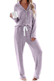 Aamikast Pajama Sets for Women Soft Button Up Christmas Pjs Matching Sets (Lake Purple S)