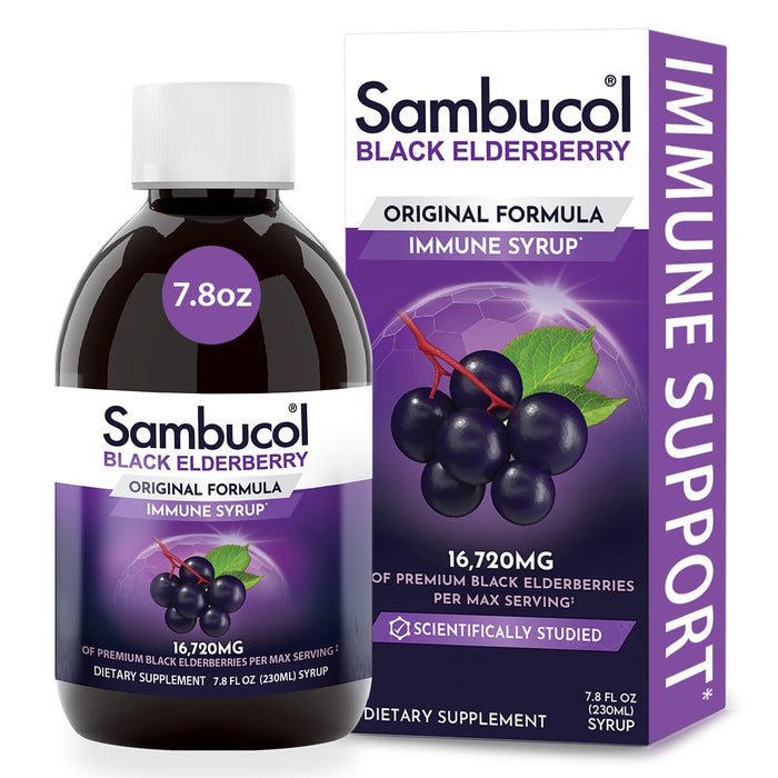 Sambucol Black Elderberry Syrup - Sambucus Elderberry Syrup for Adults Immune Support, Elderberry Liquid, Elderberry Extract, Gluten Free - 7.8 Fl Oz