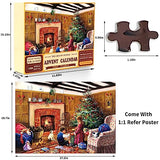 Advent Calendar 2023 Christmas Jigsaw Puzzles - 24 Days Countdown Calendars for Boys Girls - Xmas Fireplace - 1000 Pcs Jigsaw Puzzles Christmas Gifts for Countdown to Christmas for Kids Friends Family