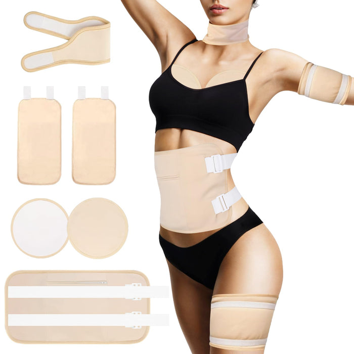 Castor Oil Pack Wrap, 6 Pcs Reusable Cotton Castor Oil Packs for Neck Waist Chest Knee, Adjustable Elastic Strap Castor Oil Pack for Liver Detox Constipation and Inflammation Machine Washable