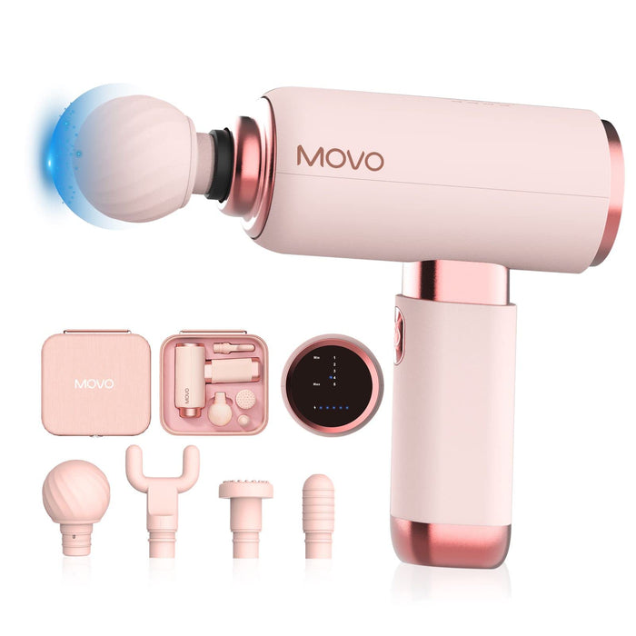 Movo Massage Gun Deep Tissue,Muscle Percussion Pink Massager Guns for Women,Athletes,Super Quiet,Travel Portable Hand held Electric Fascia Gun for Back,Shoulder Pain Relief,Neck,Christmas Gifts
