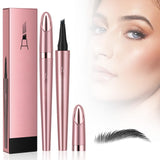 Eyebrow Microblading Pen, 2024 New Eyebrow Tattoo Pencil 4 Fork Tip 3D Microblading Eyebrow Pencil, Waterproof Natural Fine Stroke Magic Eyebrow Pencil for Women and Gril (Black)