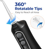 Bitvae Water Flossers for Teeth - Cordless Water Dental Flosser Teeth Picks for Travel with 6 Jet Tips, 3 Modes 5 intensities, IPX7 Waterproof Portable & Rechargeable Oral Irrigator Cleaner, Black