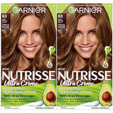 Garnier Hair Color Nutrisse Nourishing Creme, 63 Light Golden Brown (Brown Sugar) Permanent Hair Dye, 2 Count (Packaging May Vary)