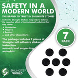 Shungite World 7 pcs Shungite Sticker for Cell Phone Case Tablet Laptop Computer - Round Dot Healing Energy Shungite Stones Protection Plate with Carbon Fullerenes (Polished, 20 mm / 0.78")