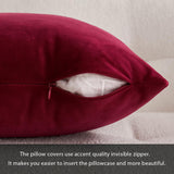 MIULEE Pack of 2 Velvet Soft Solid Decorative Square Throw Pillow Covers Set Christmas Cushion Case for Sofa Bedroom Car 20x20 Inch 50x50 cm Wine Red