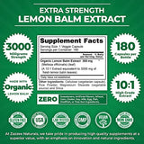 Zazzee Organic Lemon Balm 10:1 Extract, 3000 mg Strength per Capsule, 180 Vegan Capsules, 6 Month Supply, Standardized and Concentrated 10X Extract, 100% Vegetarian, All-Natural and Non-GMO