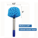 Cobweb Duster with Pole, 8ft Stainless Steel Pole Cobweb Brush with Medium-Stiff Bristles for Walls Beams Shelves Iight Fixtures and Window Screens