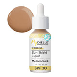 MyChelle Dermaceuticals, Sun Shield Liquid SPF 30 Medium/Dark (1 Fl Oz) - Tinted Sunscreen for All Skin With Oil-Absorbing Bentonite Clay - Use as Sheer Foundation or Makeup Primer for Matte Finish