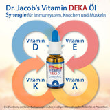 Dr. Jacob's Vitamin DEKA oil 20 ml I vitamins D3, A, E tocopherols, K2 all-trans MK-7 in pharmacopoeia quality I synergy for the immune system¹, bones², muscles³ I well bioavailable I vegetarian